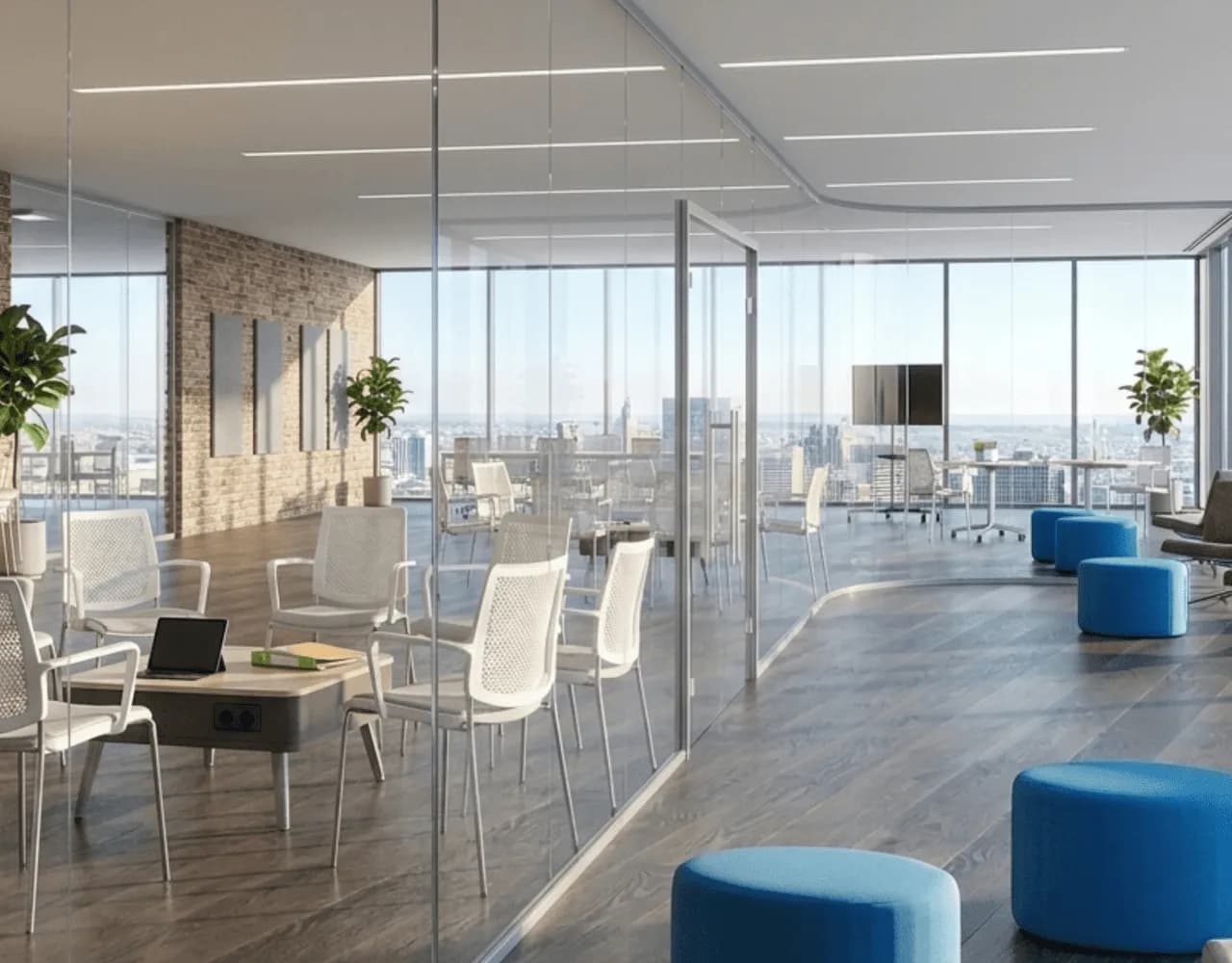 Oficina dividida con mamparas de cristal de Vilu-Ofis
